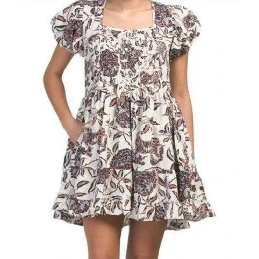 House of Harlow 1960 Floral Peasant Bohemian Puff Sleeve Dress Size XS New